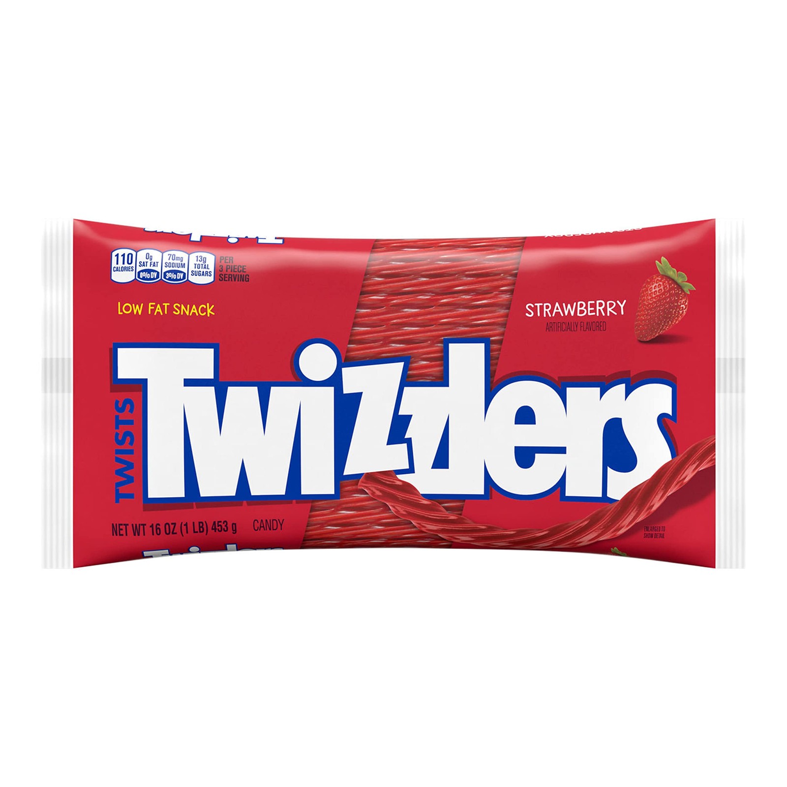 Twizzlers, Twists Strawberry Flavored Licorice 16 Ounce (Pack of 1), Red