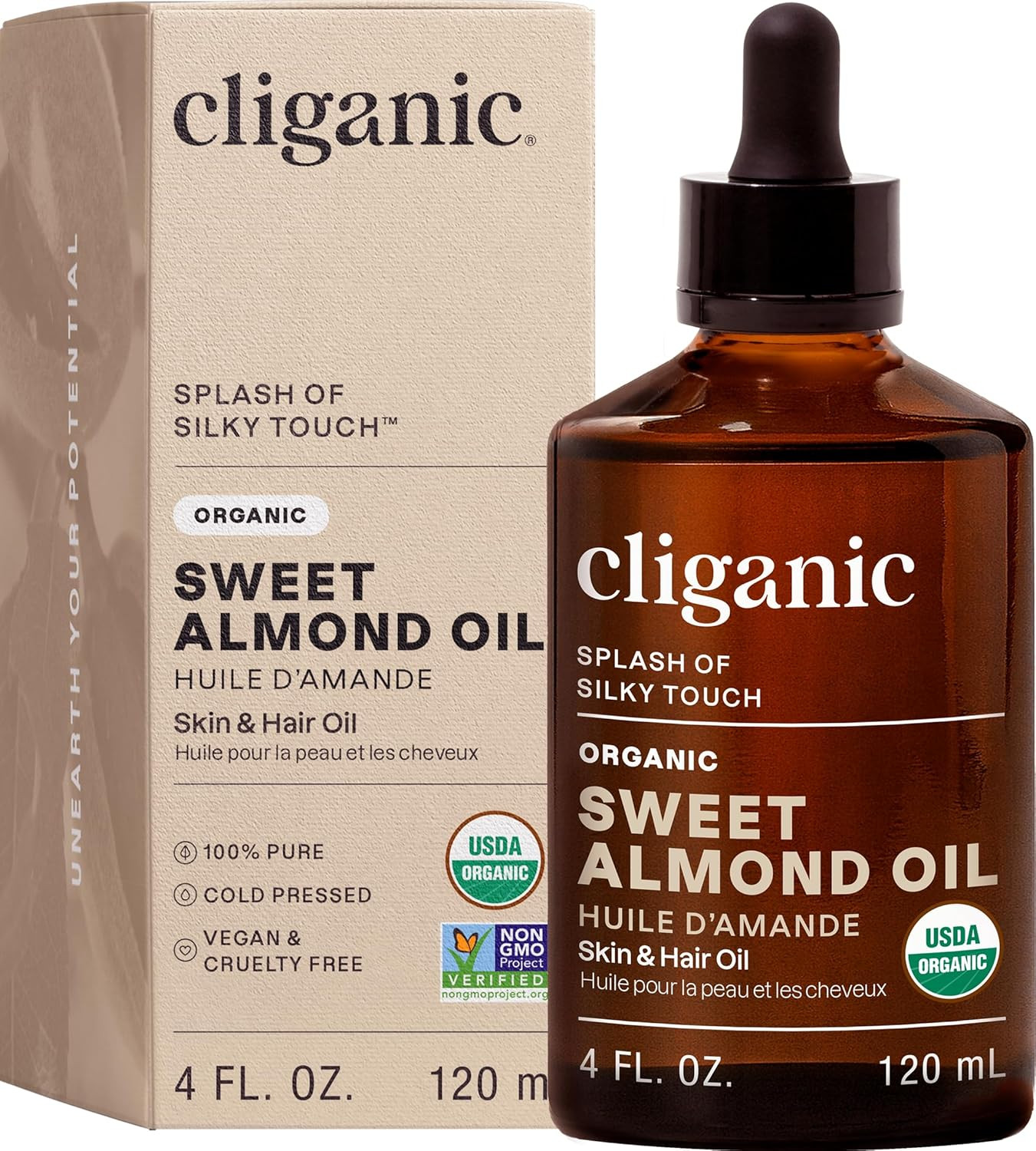 Organic Sweet Almond Oil, 100% Pure (8Oz) – for Skin & Hair, Nourishing Carrier