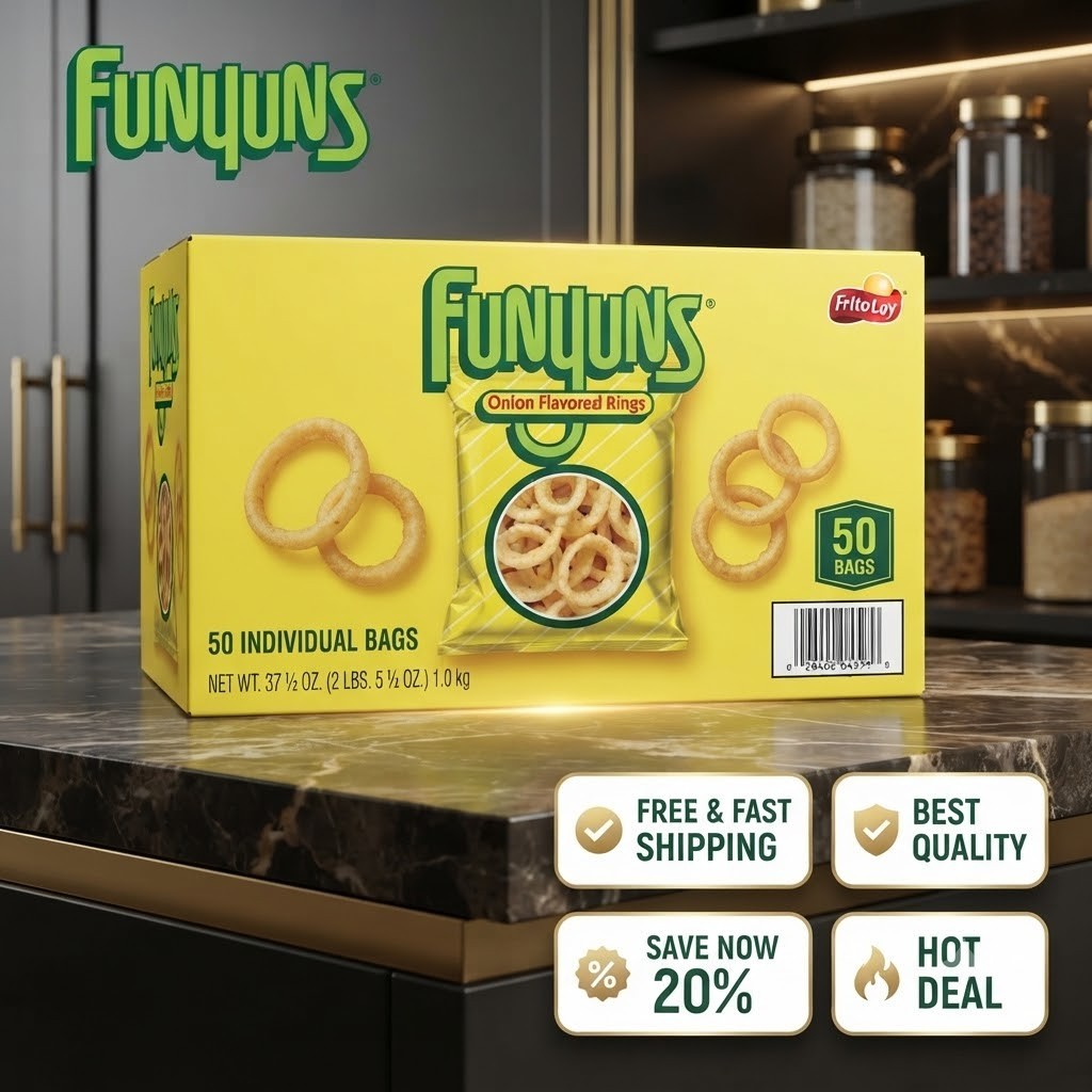 Funyuns Onion Rings Snacks 0.75oz 50 Count Crunchy Corn Chips Party Size Bulk