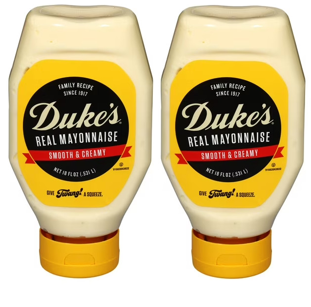 Duke’s® Real Mayonnaise, 18 oz Squeeze Bottle, Smooth & Creamy Mayo (2-Pack)