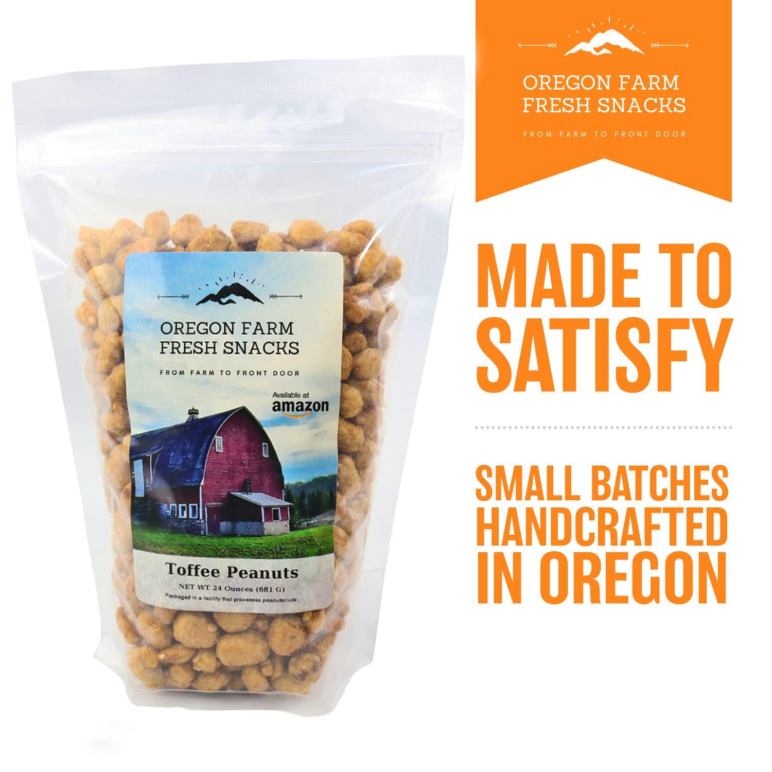 Oregon Farm Fresh Snacks Toffee Peanuts – Sun-Baked Sweet Covered in Toffee – Lo