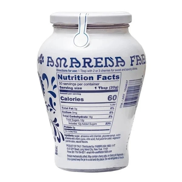 Fabbri Pitted Amarena Wild Cherries in Syrup Gluten Free Non-GMO Vegan 2lb 3.2oz