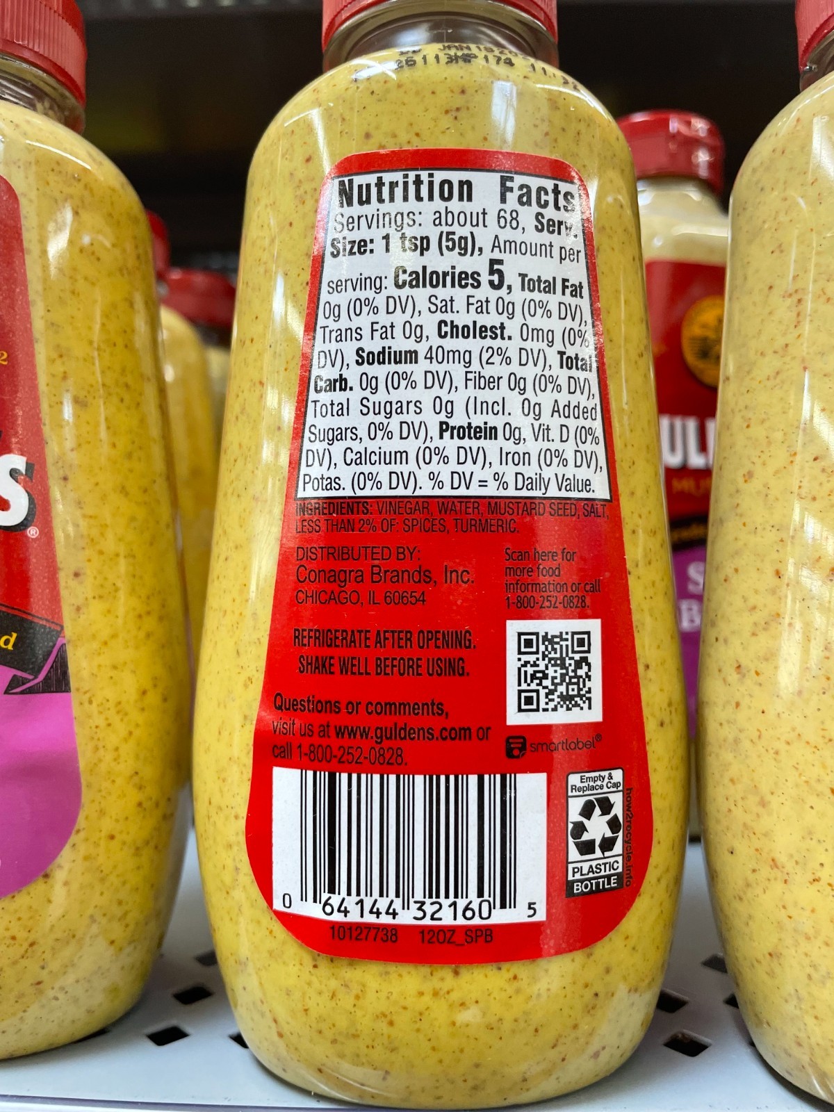 4 Pack Gulden’s Spicy Brown Mustard Size 12 oz Squeeze Bottles Bold Flavor