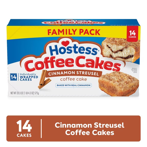 Hostess Cinnamon Streusel Coffee Cakes (Family Pack) – 14 Count, 20.3oz Carton
