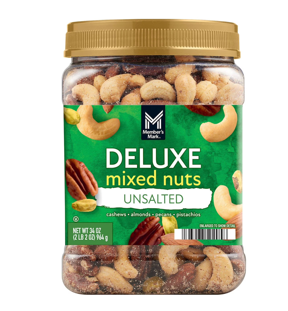 Member’s Mark Deluxe Mixed Nuts Unsalted Cashews Almonds Pecans Pistachios 34 oz