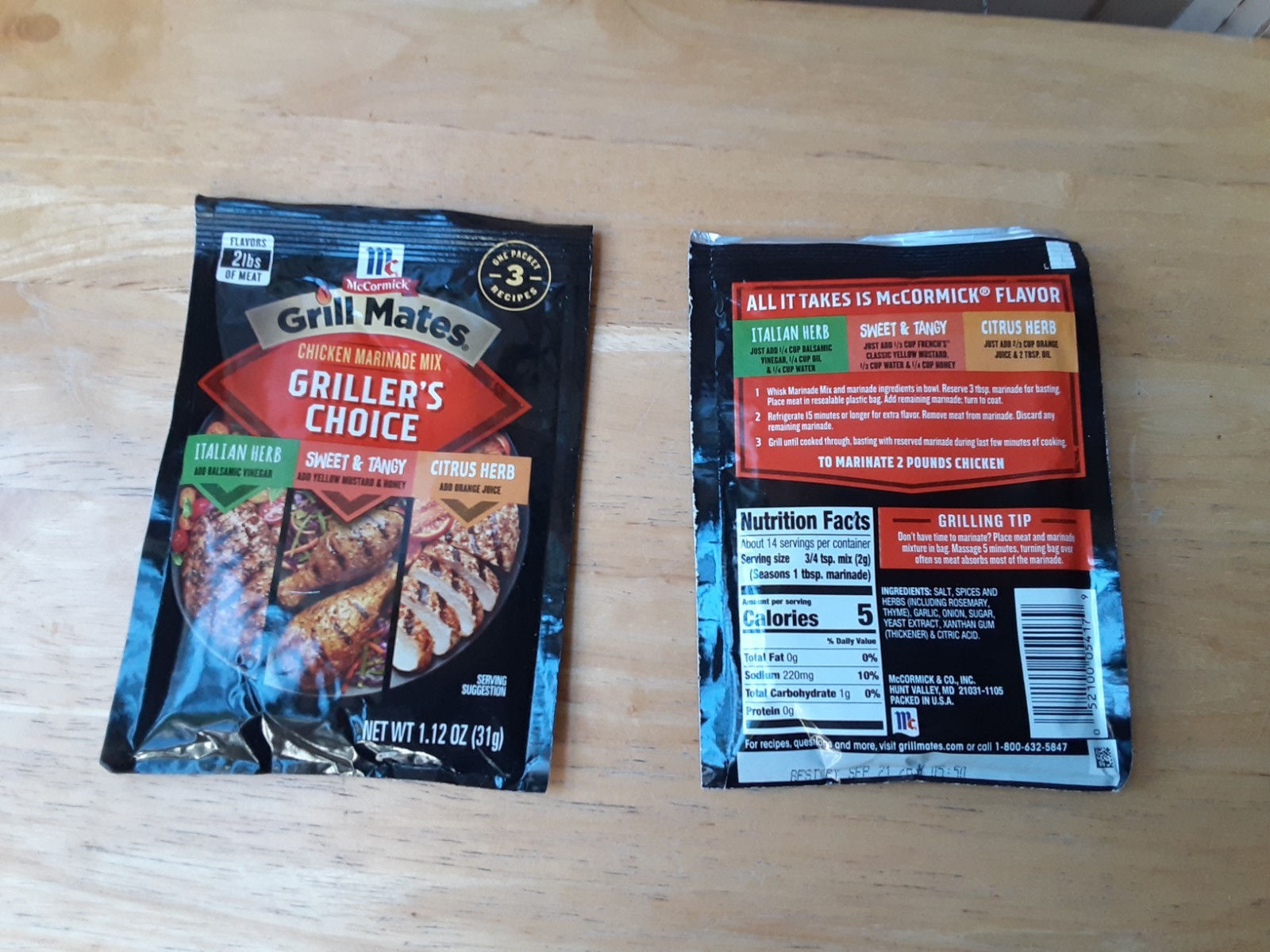 McCormick Grill Mates Garlic, Herb & Wine Marinade Mix EXP. 9-24-26 *REDUCED*