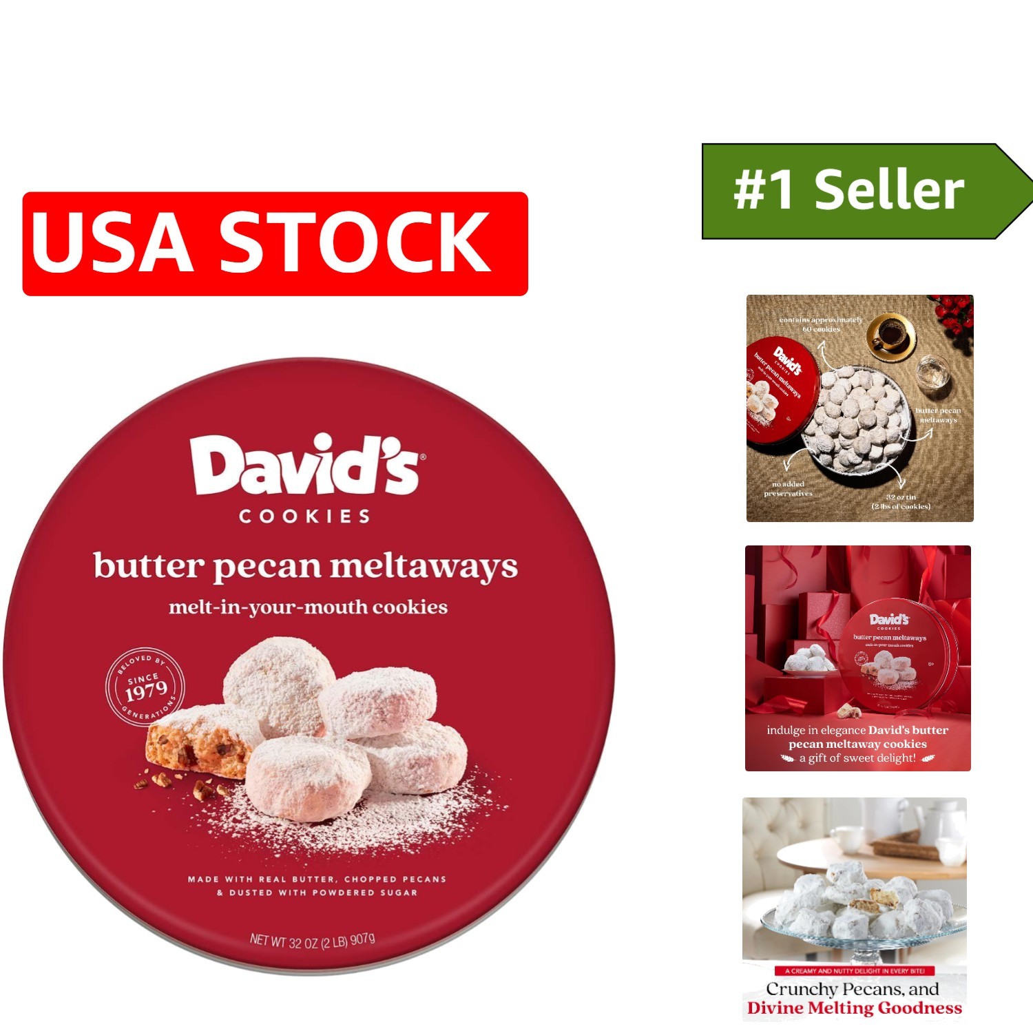 David’s Gourmet Butter Pecan Cookies – 32oz Kosher Meltaways for Every Occasion