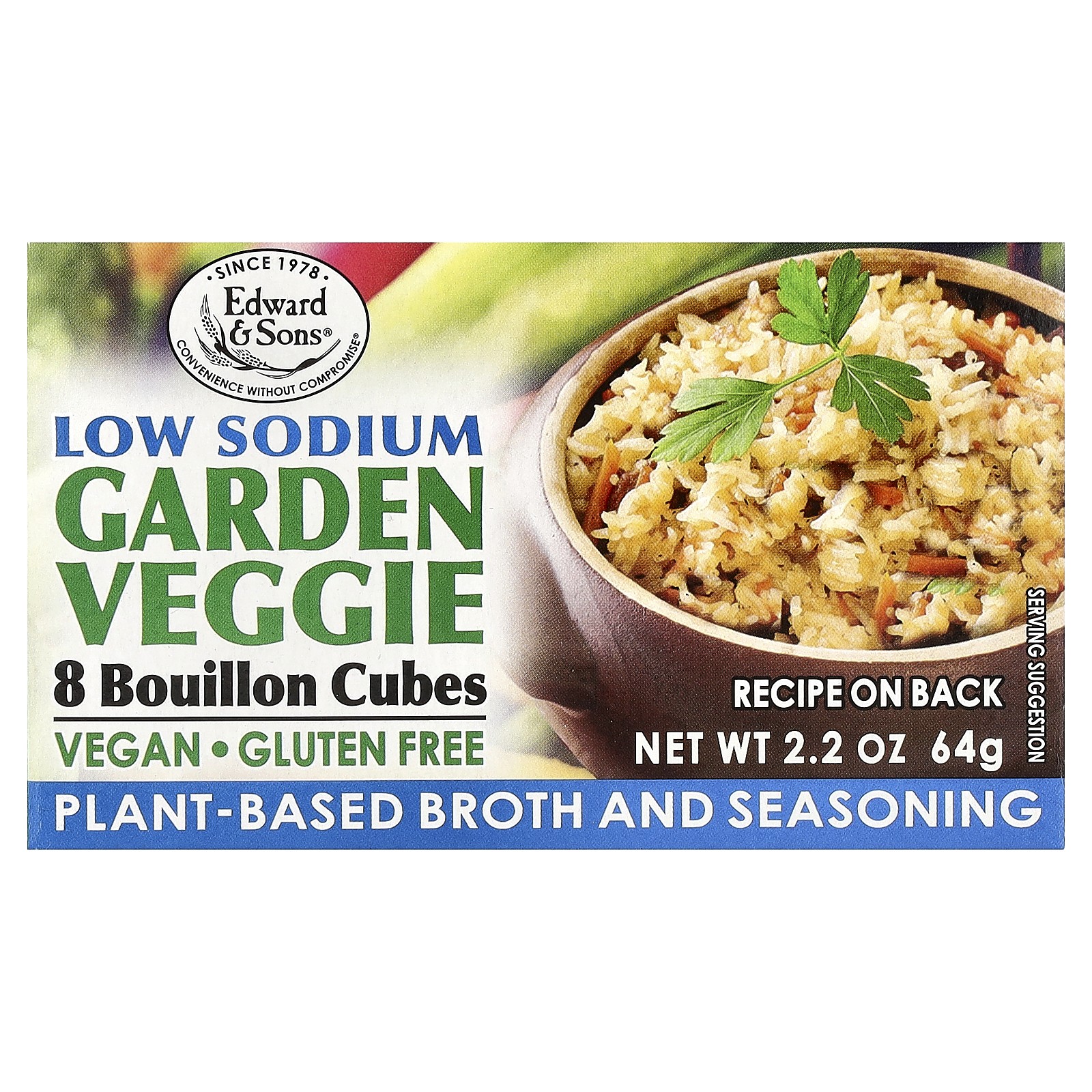 Bouillon Cubes, Garden Veggie, Low Sodium, 8 Cubes, 2.2 oz (64 g)