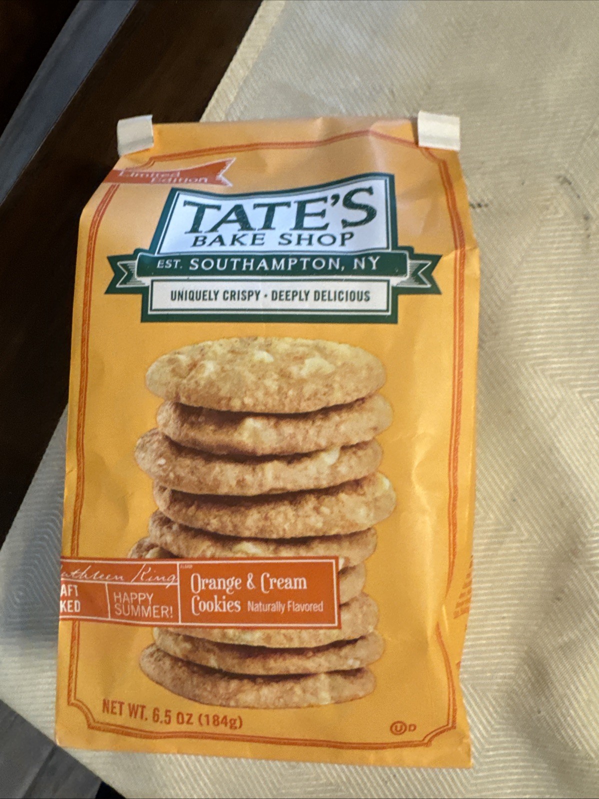Tate’s Bake Shop Limited Edition Orange & Cream Cookies 6.5os Bag New