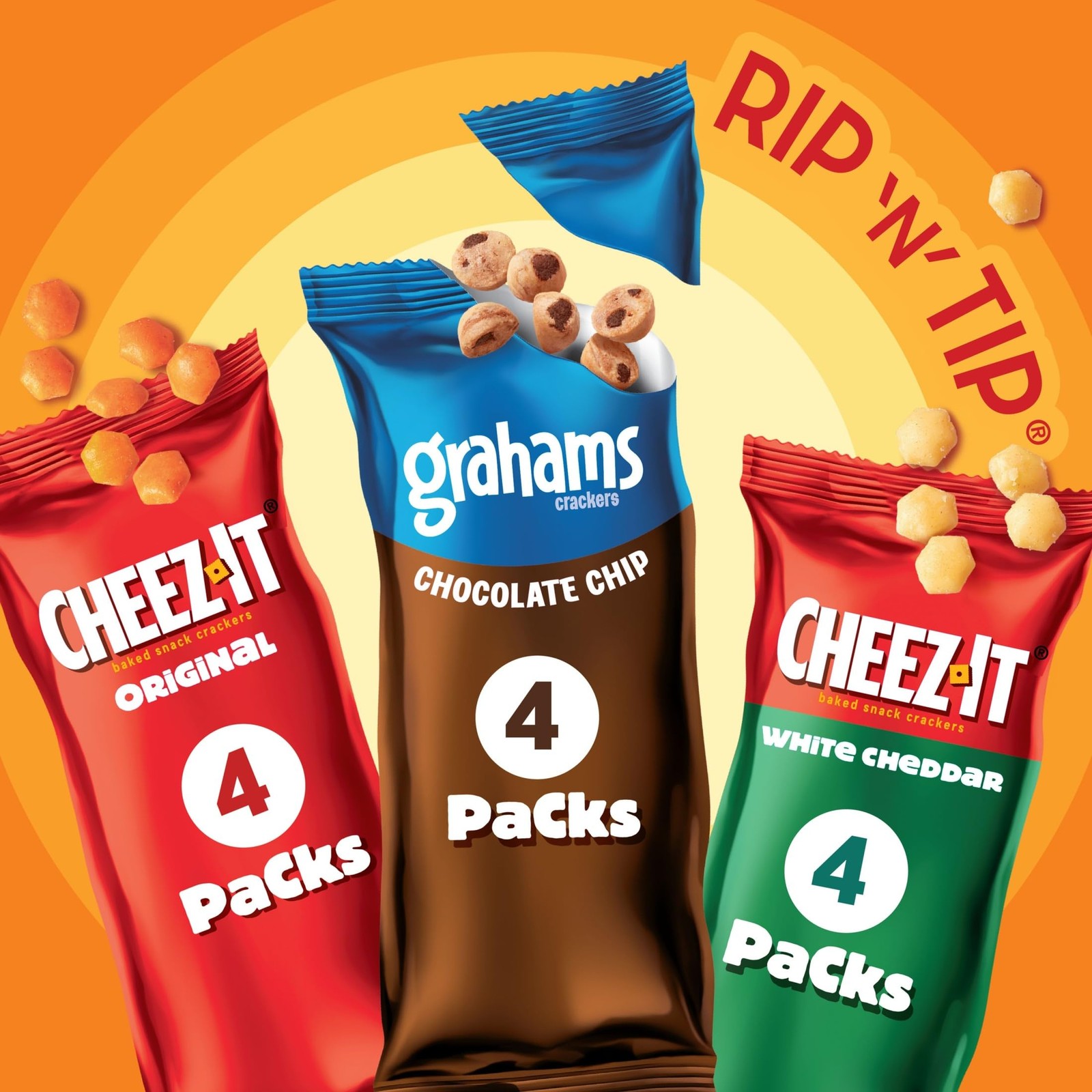 Gripz Mini Baked Snack Crackers, Sweet Salty Snacks, Variety Pack, 11oz Box 12pk