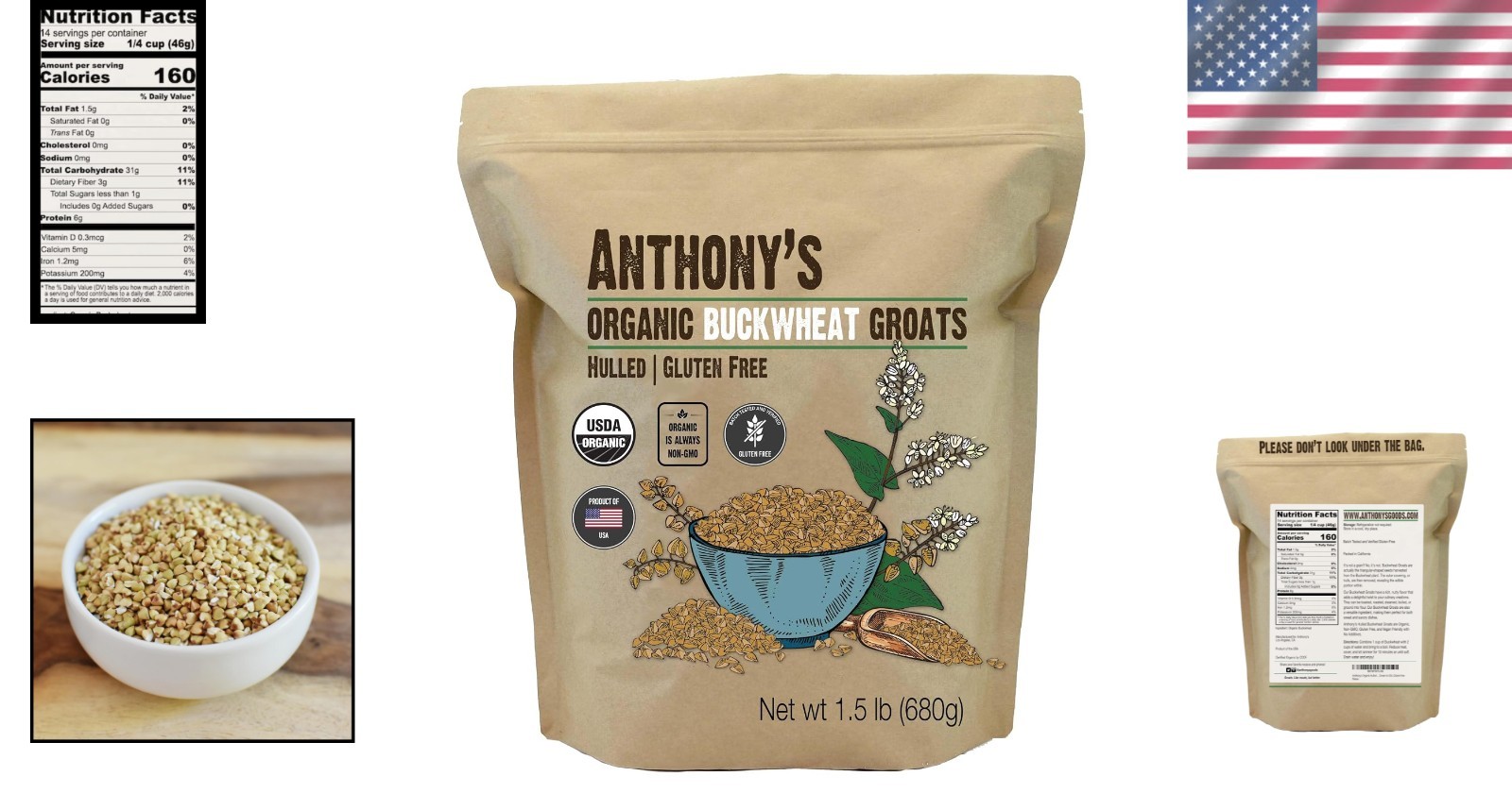 Healthy Organic Hulled Buckwheat Groats, 1.5lb – Ideal for Gluten-Free Dishes