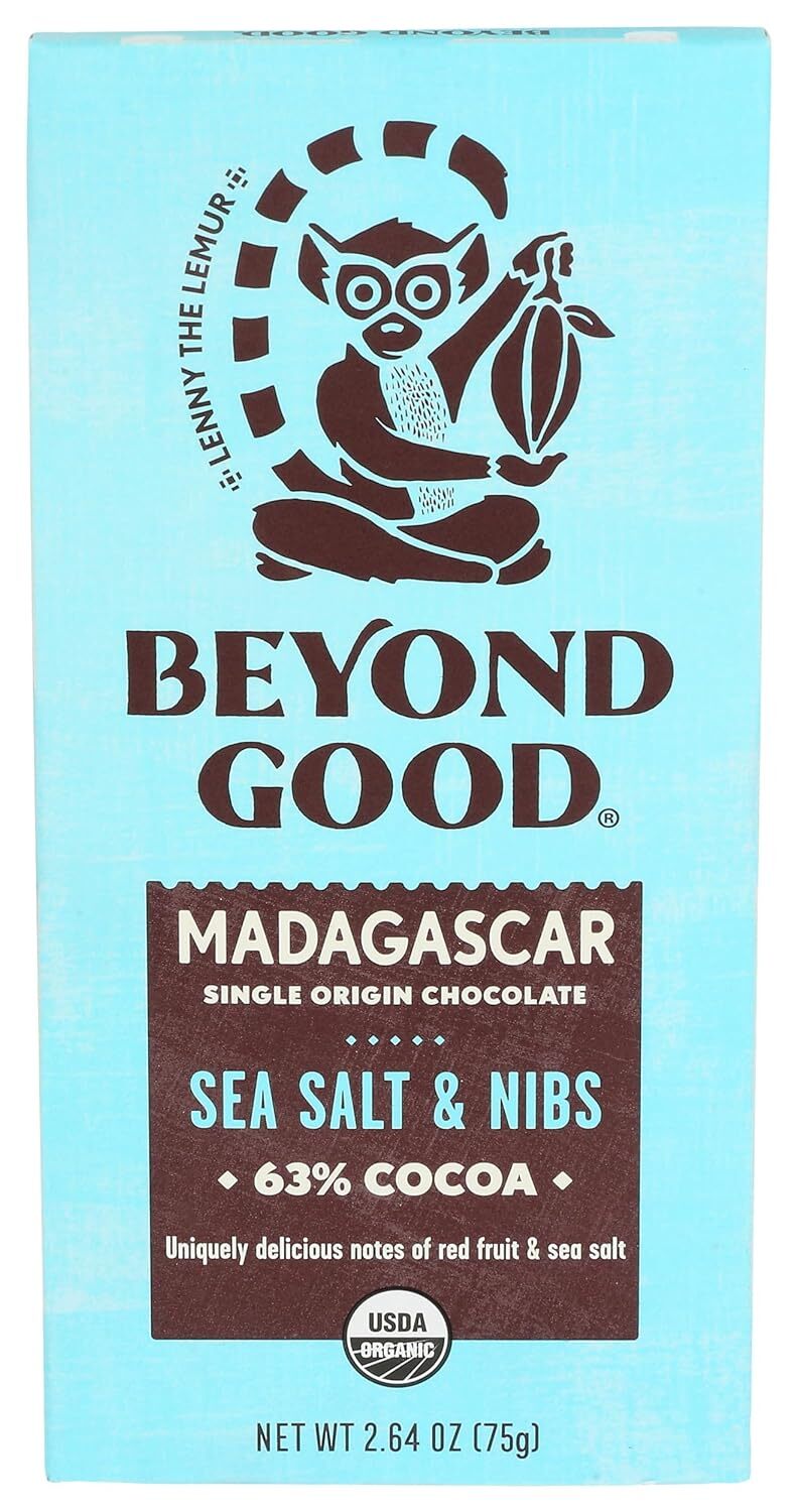 Beyond Good Madagascar Sea Salt And Nibs Dark Chocolate Bar 2.64 Oz