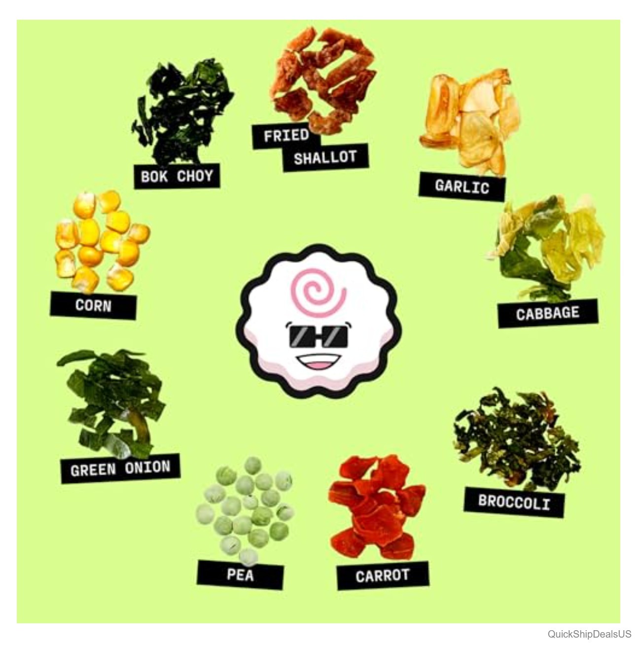 Dehydrated Ramen Toppings Mushroom-Free Veggie Mix 20 Servings Bulk Bag No Prep