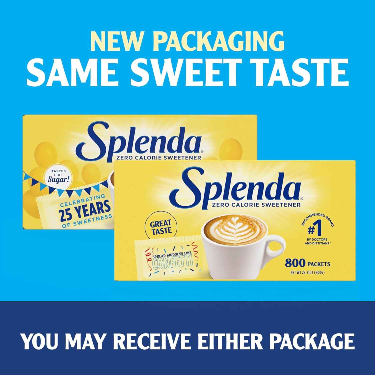 SPLENDA Zero Calorie Sweetener Value Pack, 800 Count Packets Free Shipping