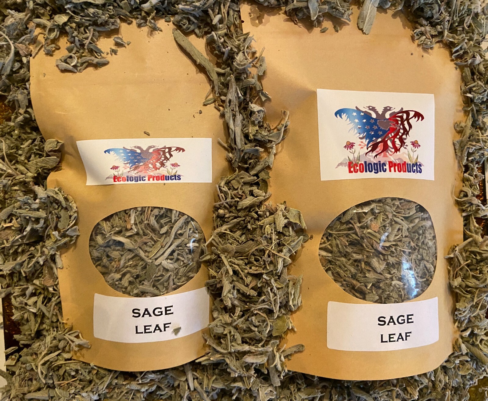 Sage Leaves, European Wild Harvested, 1-16 oz. Free Shipp. Natural, Medium Cut.