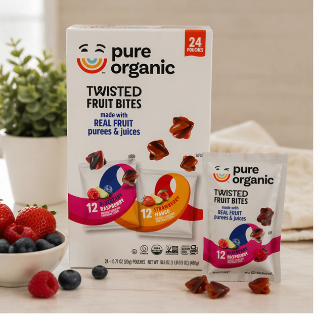 2PACK Pure Organic Twisted Fruit Bites, 0.7 Ounce (Pack of 24) Vegan, Real Fruit