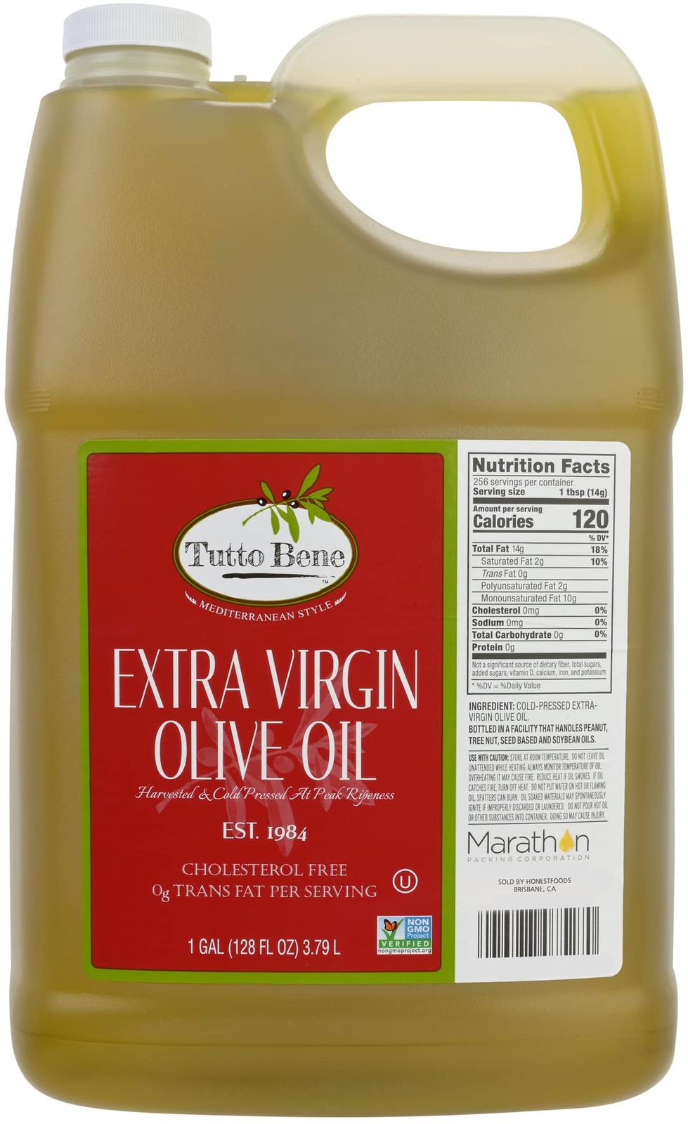 Tutto Bene Extra Virgin Olive Oil, 128 Ounces (1 Gallon) 128 Fl Oz (Pack of 1)