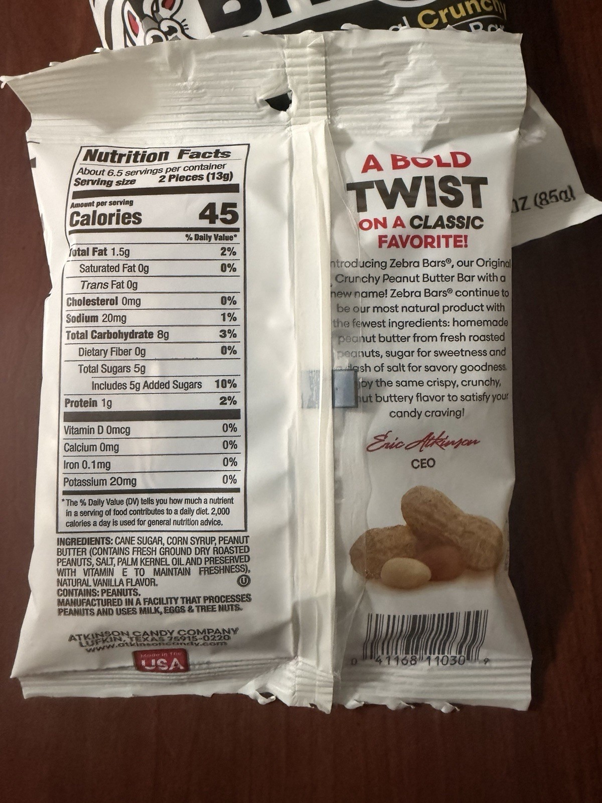 Atkinson’s Crunchy Peanut Butter Candy 3oz Bag Gluten Free, Cholesterol Free
