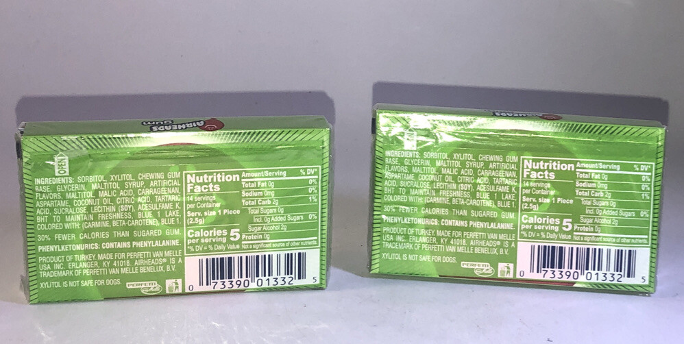 SHIP N 24HRS-2 Pkgs Airheads Gum Watermelon Chewing Gum 14 Pcs Ea Pack-BRAND NEW