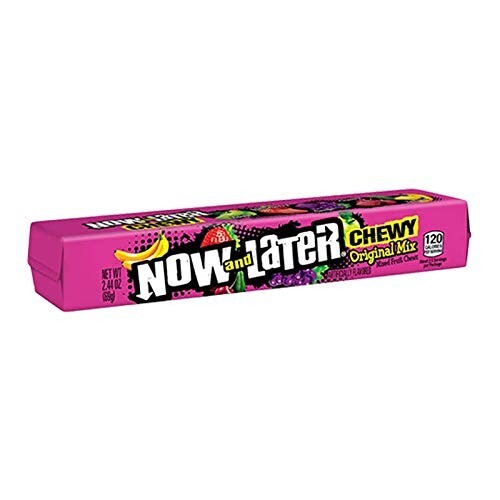 Now and Later Original Candy (24 Count Box) Apple Banana Grape Bulk OVER 3.5 LB