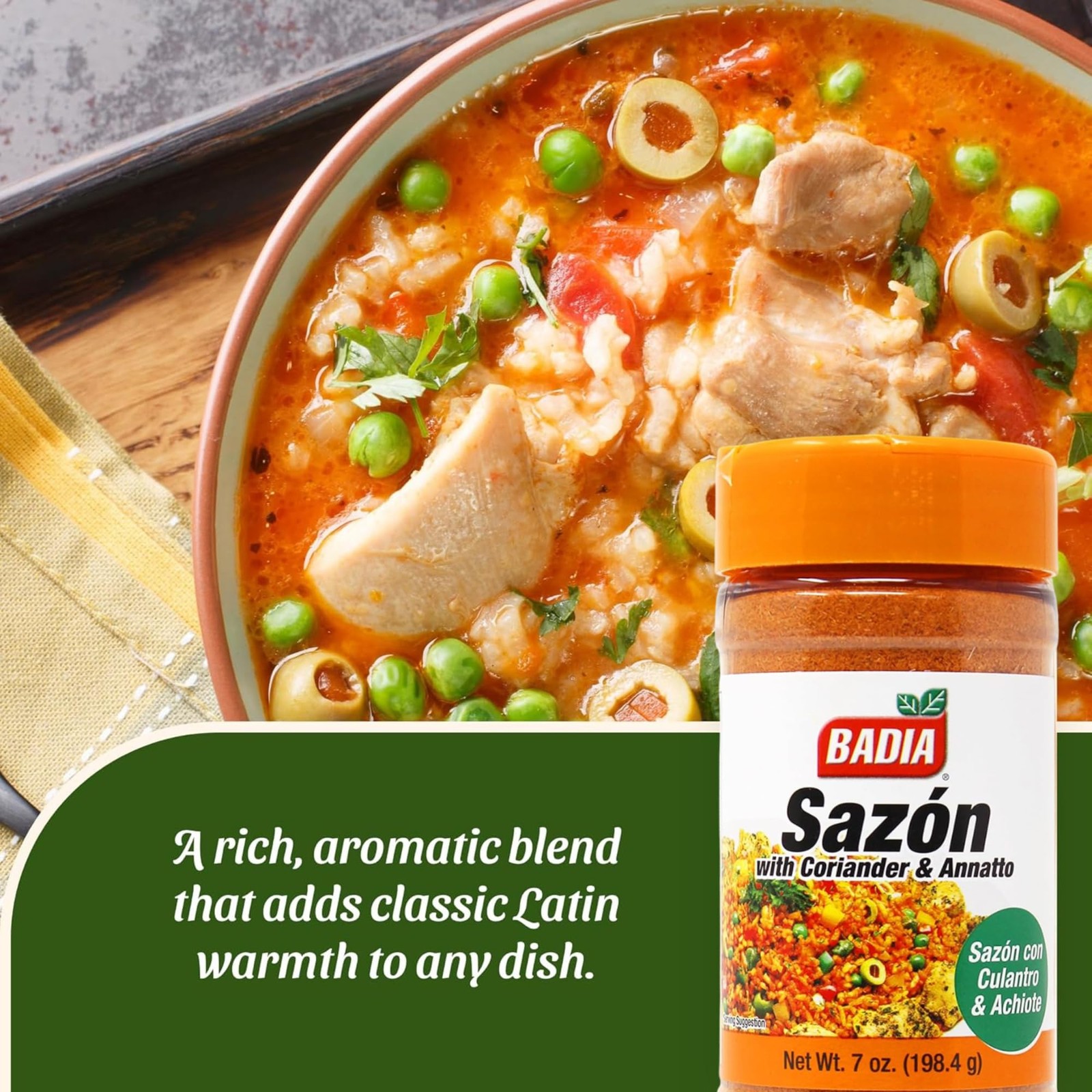 Badia Sazon with Coriander & Annatto Seasoning, 7 oz – 7 Ounce (Pack of 1)