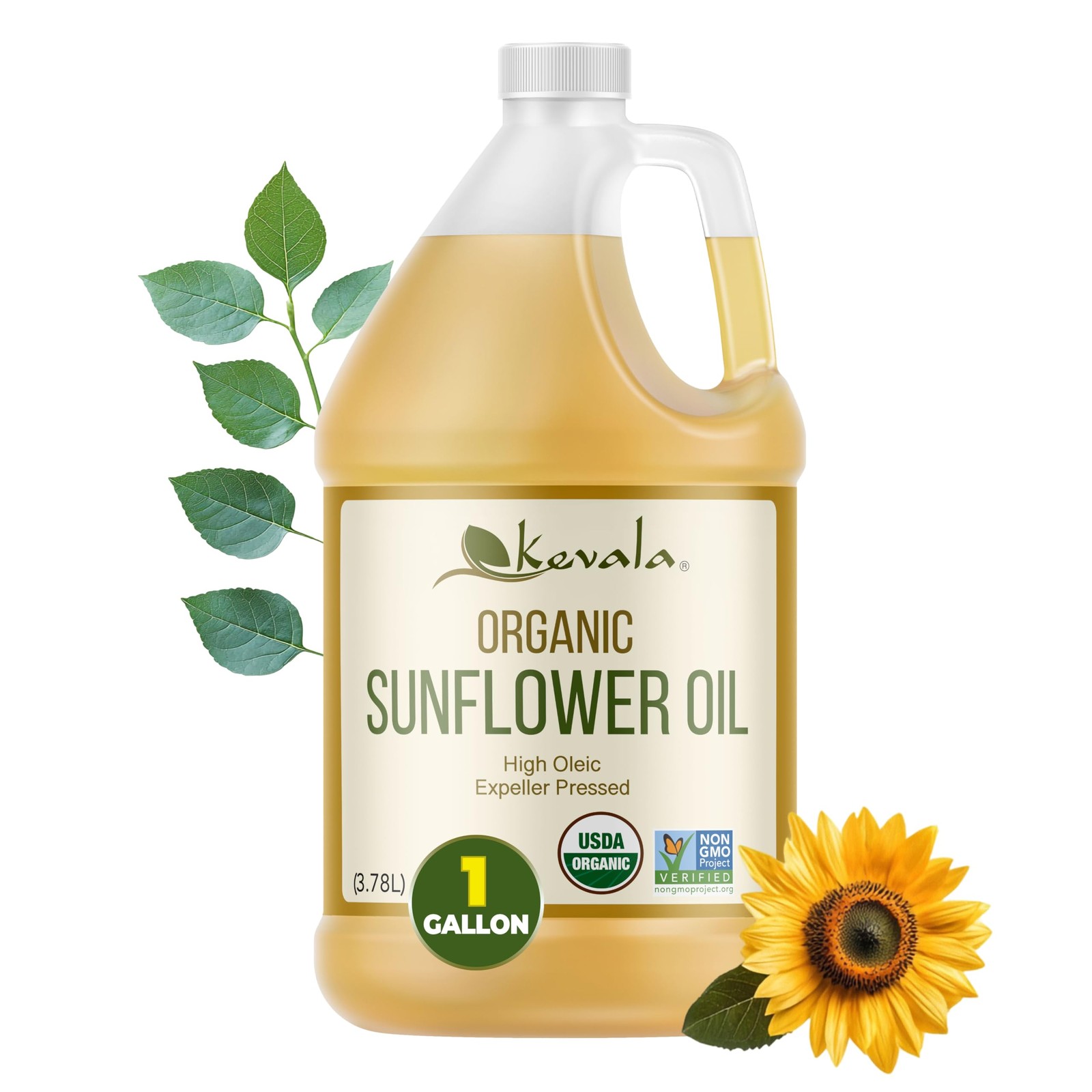 Organic Sunflower Oil 1 Gallon Cooking Frying Body Hair Care Vitamin E Carrier