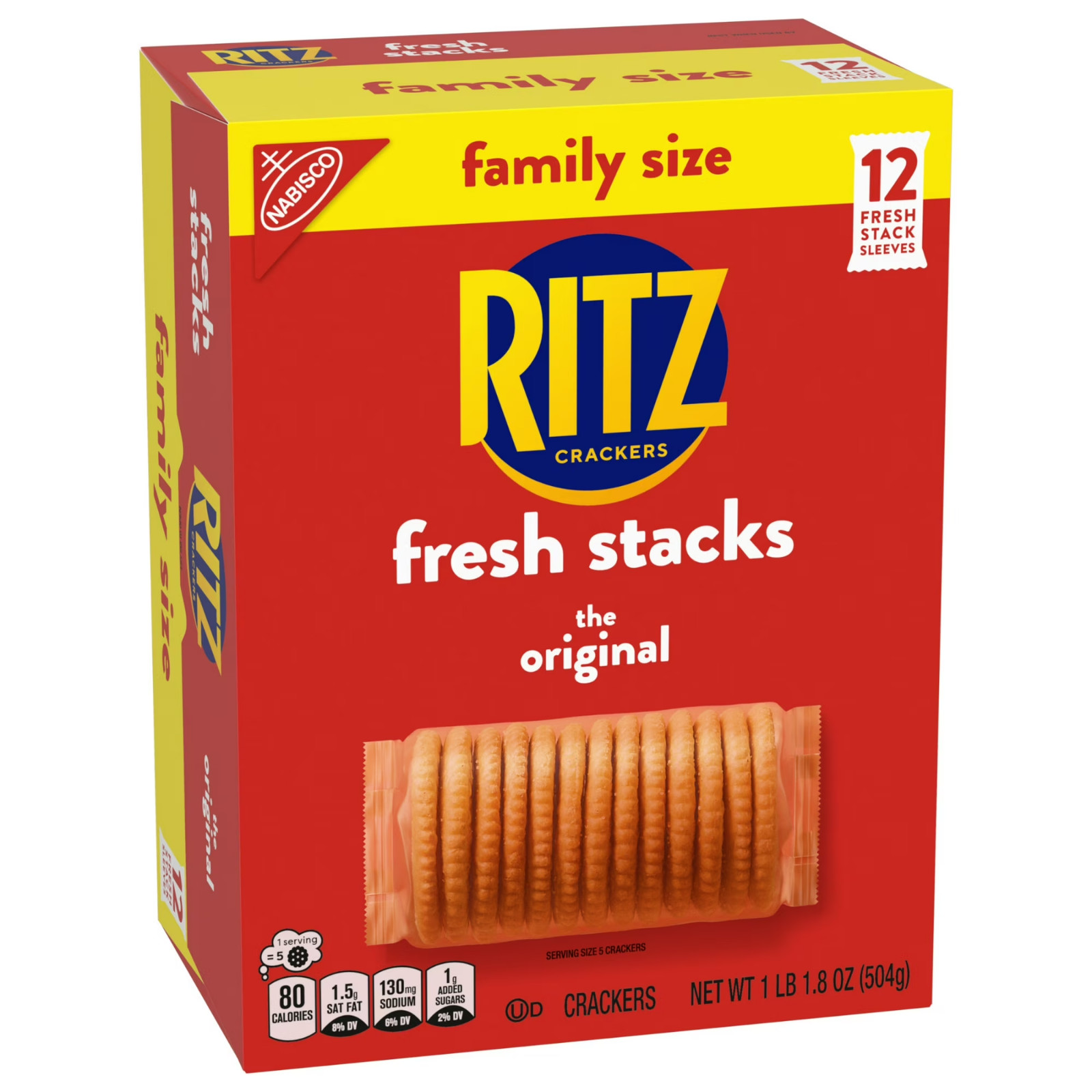 RITZ Fresh Stacks Original Crackers, Travel Snacks, Family Size, 17.8 oz (12 Mul