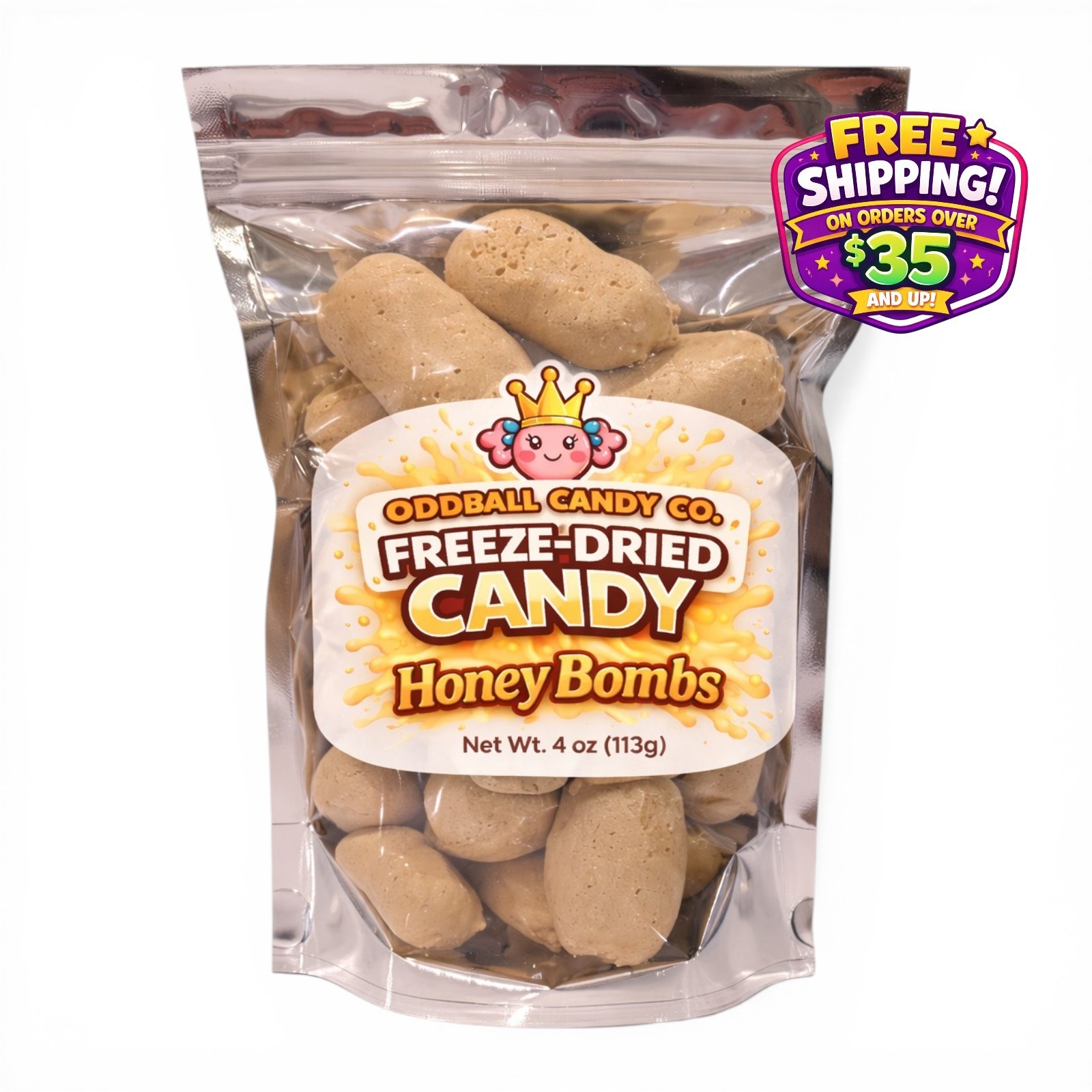 Freeze Dried Candy – Bit-O-Honey (Honey Bombs) 4oz – Oddball Candy Co.