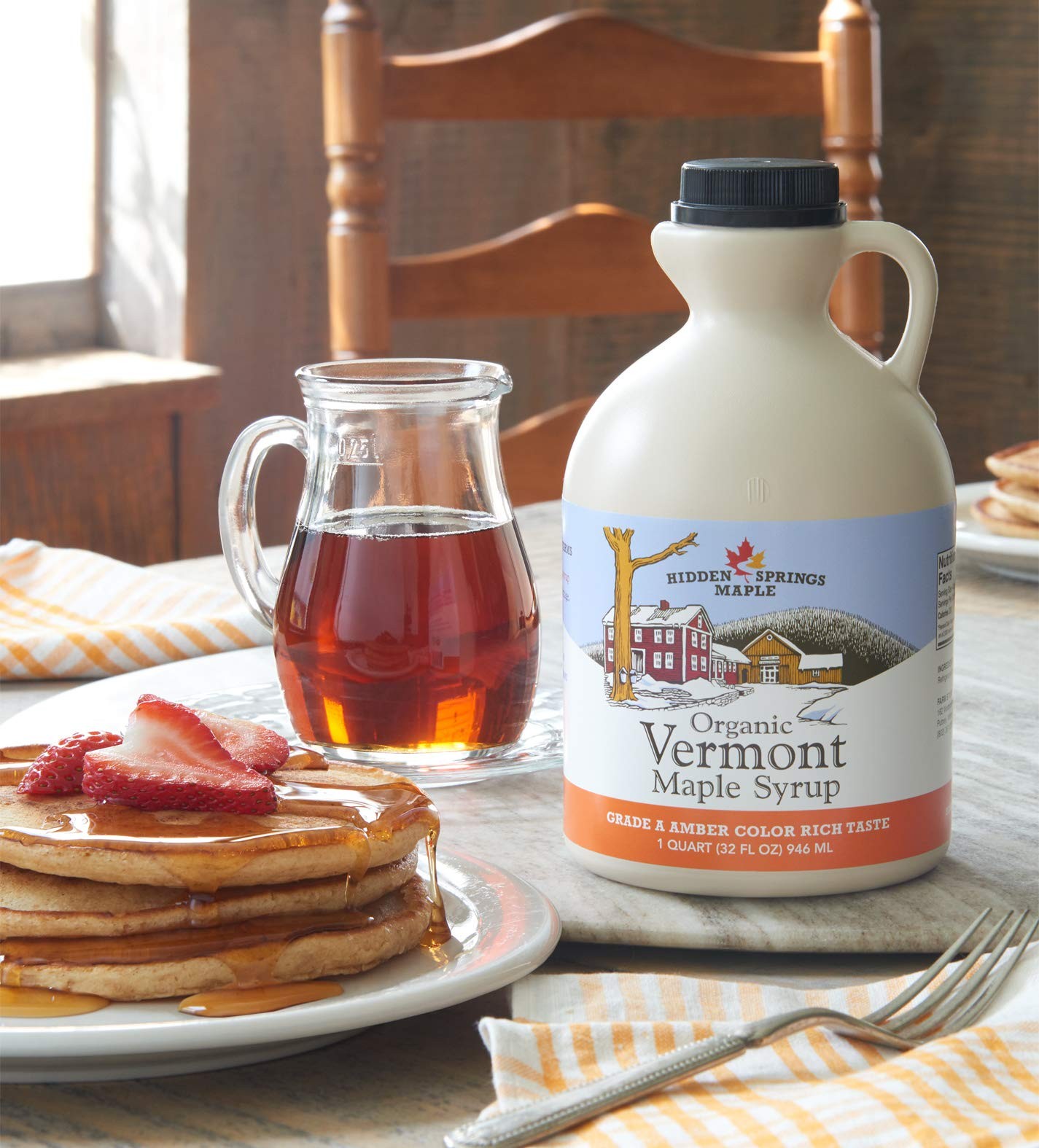 Hidden Springs Maple Organic Vermont 32 Fl Oz (Pack of 1), Amber Rich