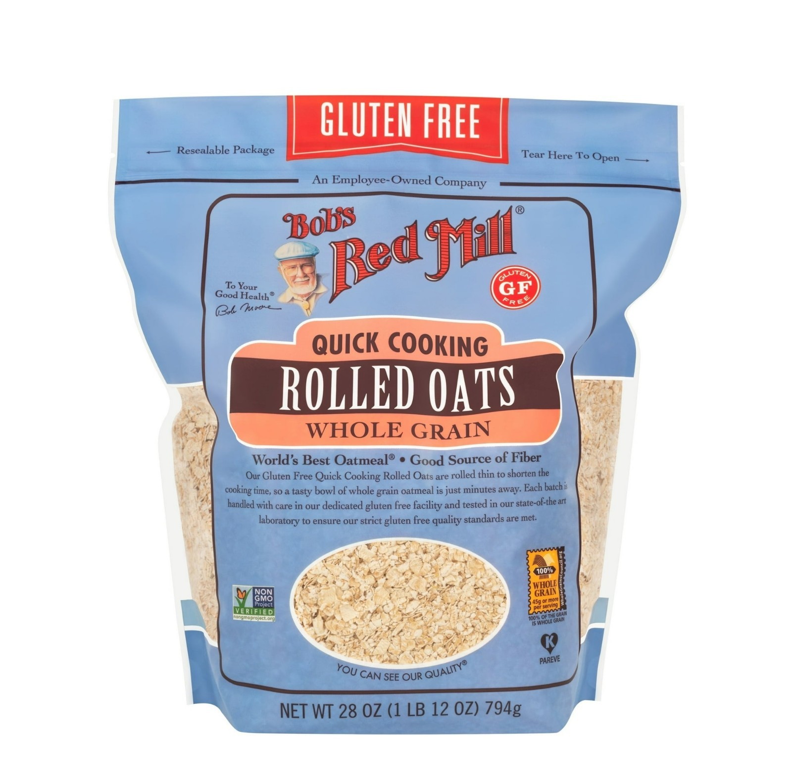 Bob’s Red Mill Quick Cooking Rolled Oats Whole Grain Gluten Free 28 oz