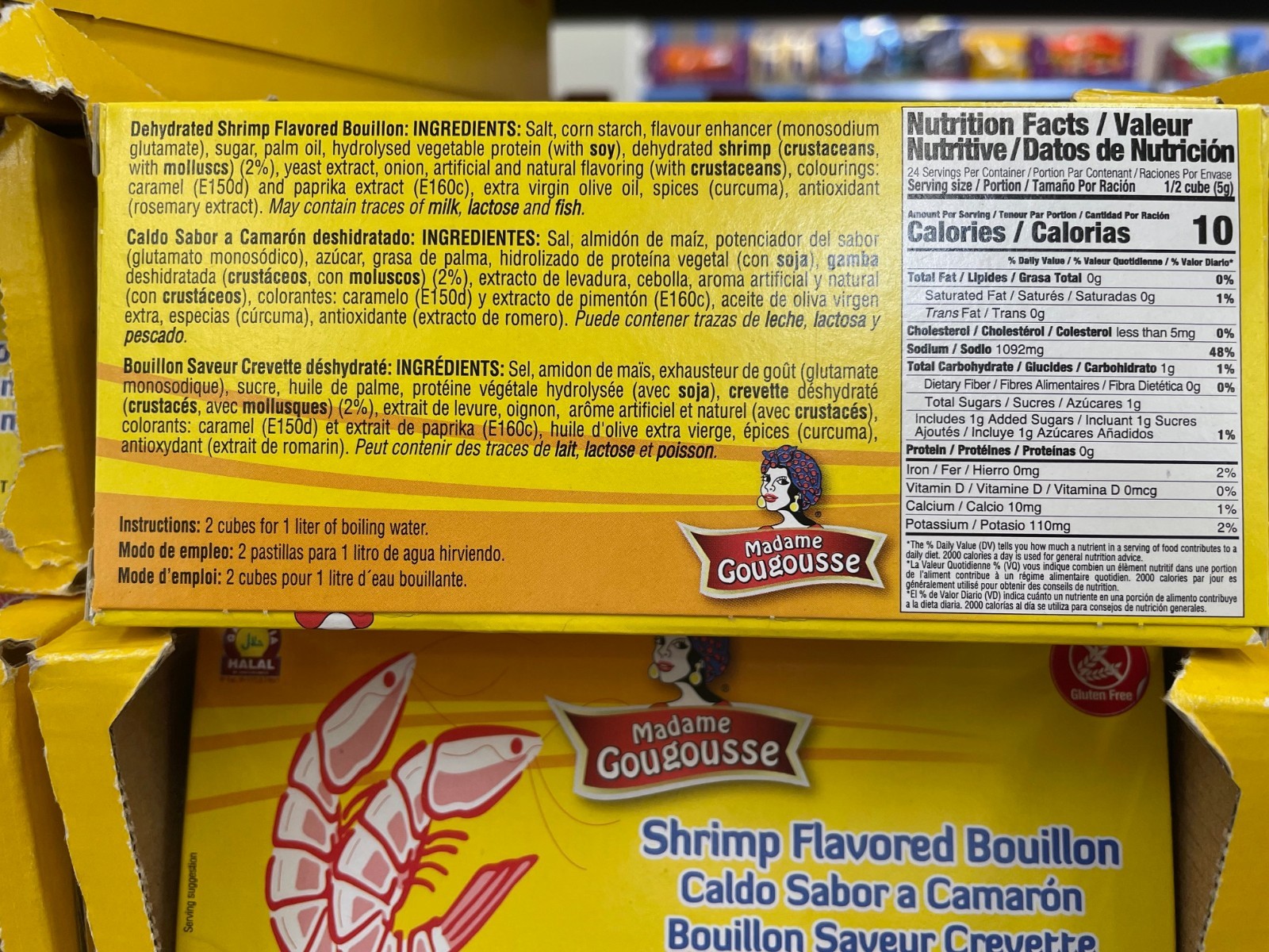 6 Pack Madame Gougousse Shrimp Bouillon Cubes 14.1 oz Each | Shrimp Flavor Soup
