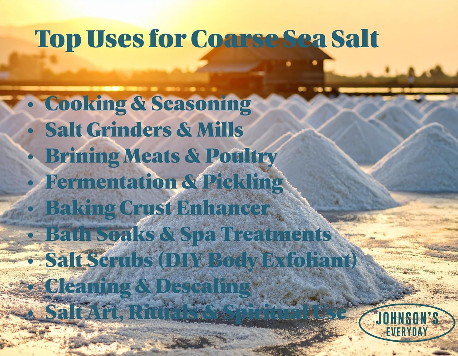 Johnson’s Everyday Coarse Sea Salt, 2 lb – Pure Natural Sea Salt Coarse Grain