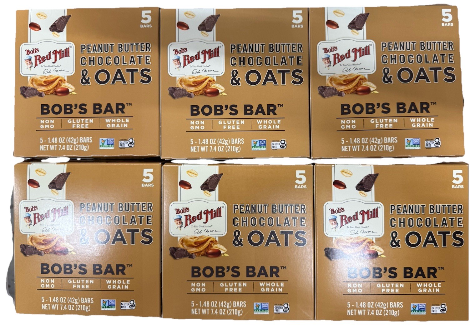 Bob’s Red Mill 5pk PB Chocolate & Oats Bar, 5 bars (Pack of 6) – Non GMO, Kosher
