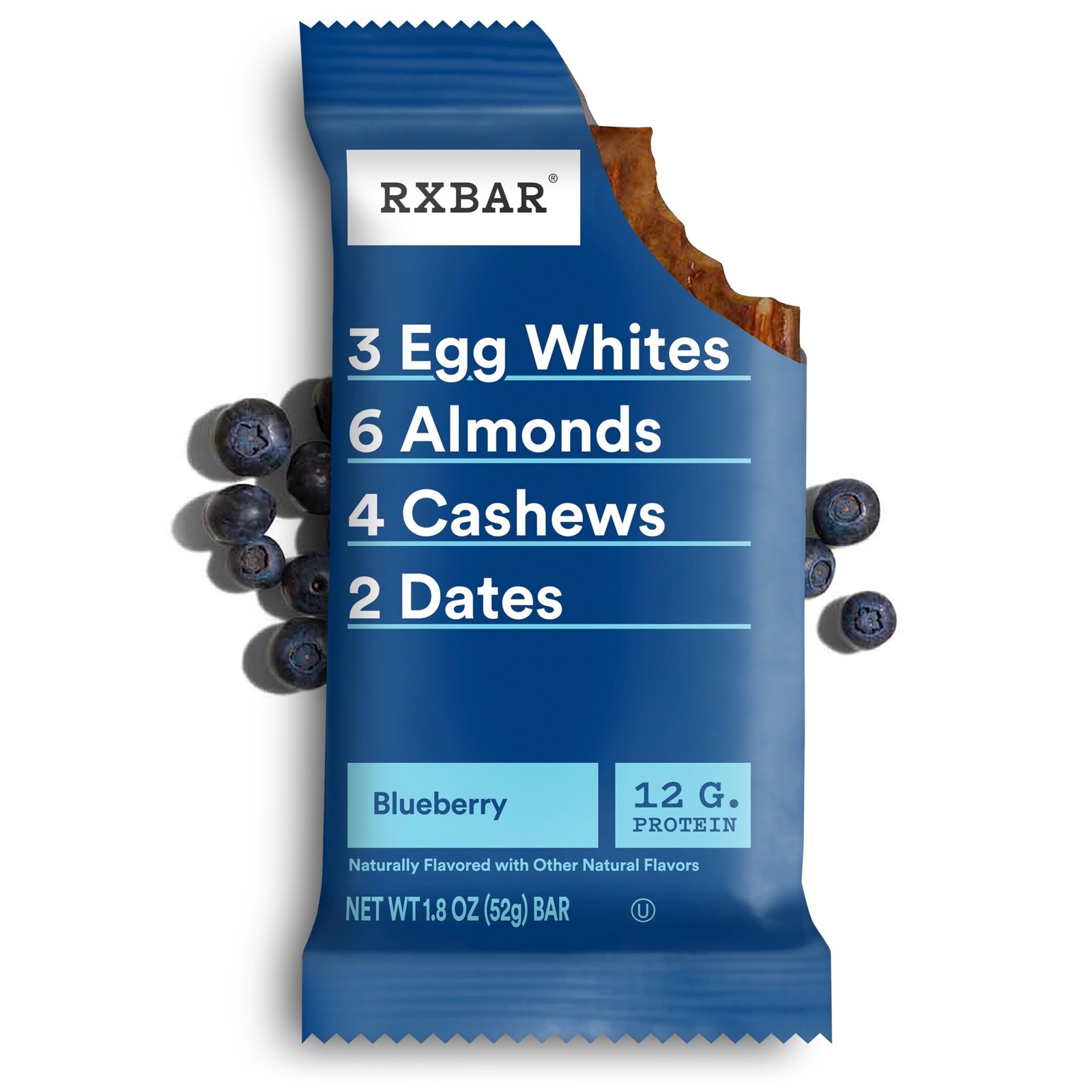 RXBAR Protein Bars, 12g Protein, Gluten Free 5 Count (Pack of 6), Blue