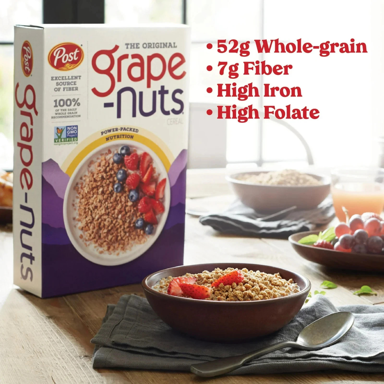 Post Grape Nuts Original Breakfast Cereal, Crunchy Breakfast Cereal 29 oz Box