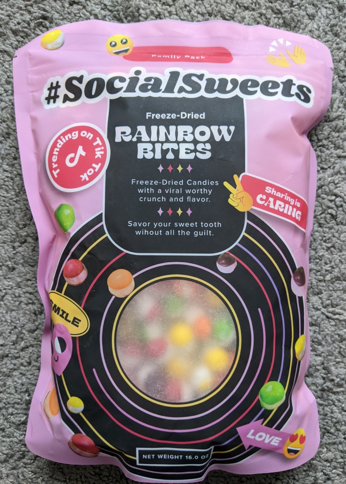 NEW SEALED SOCIAL SWEETS RAINBOW BITES FREEZE DRIED CANDY SKTTLES TIKTOK 16oz