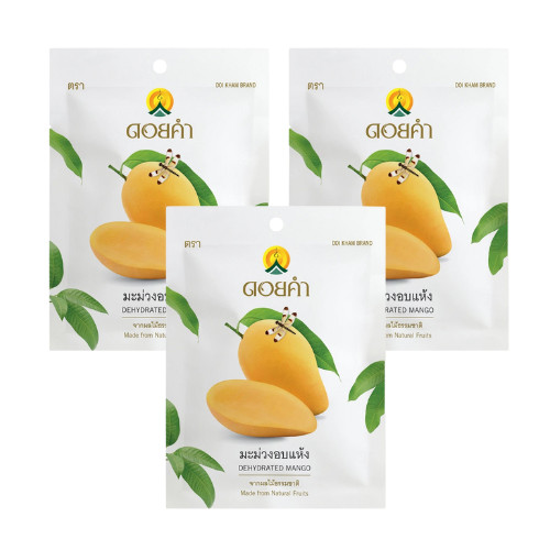 Doi Kham Savoury Mango Premium Thai Dried Mango Snack Natural 40g x3Pcs