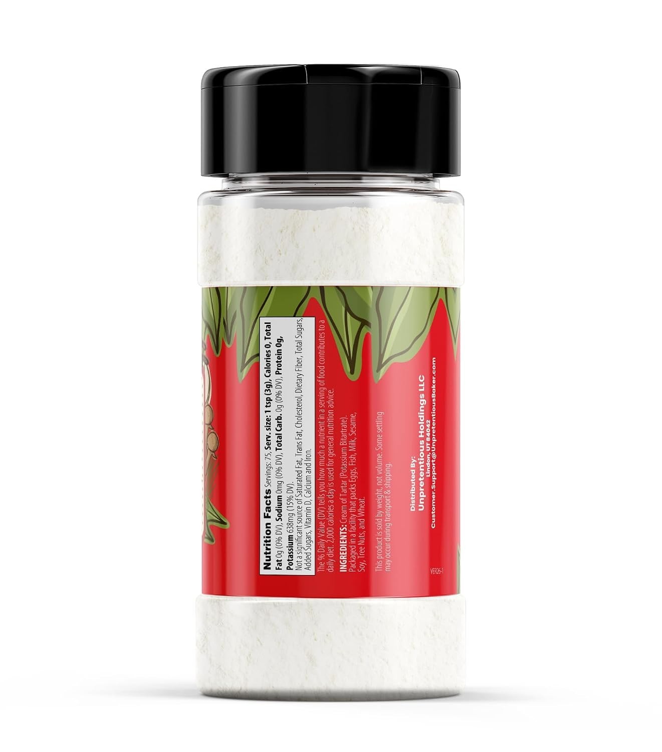Cream of Tartar, 1 Cup, Non-GMO, Gluten Free, , Slotted Cap Spice Shaker