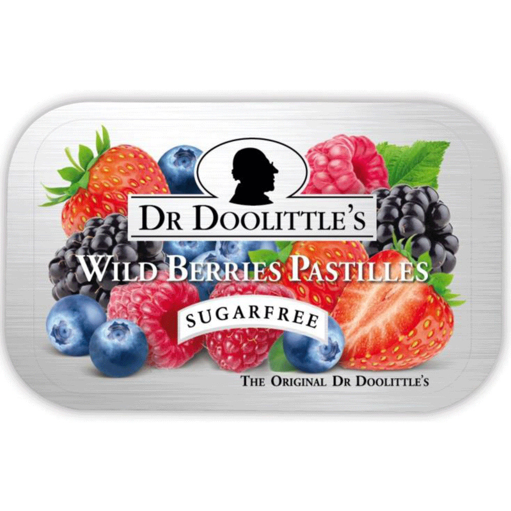 Dr. Doolittle’s Sugar Free Pastilles Wild Berries Flavor, 2.12 Ounce Tin