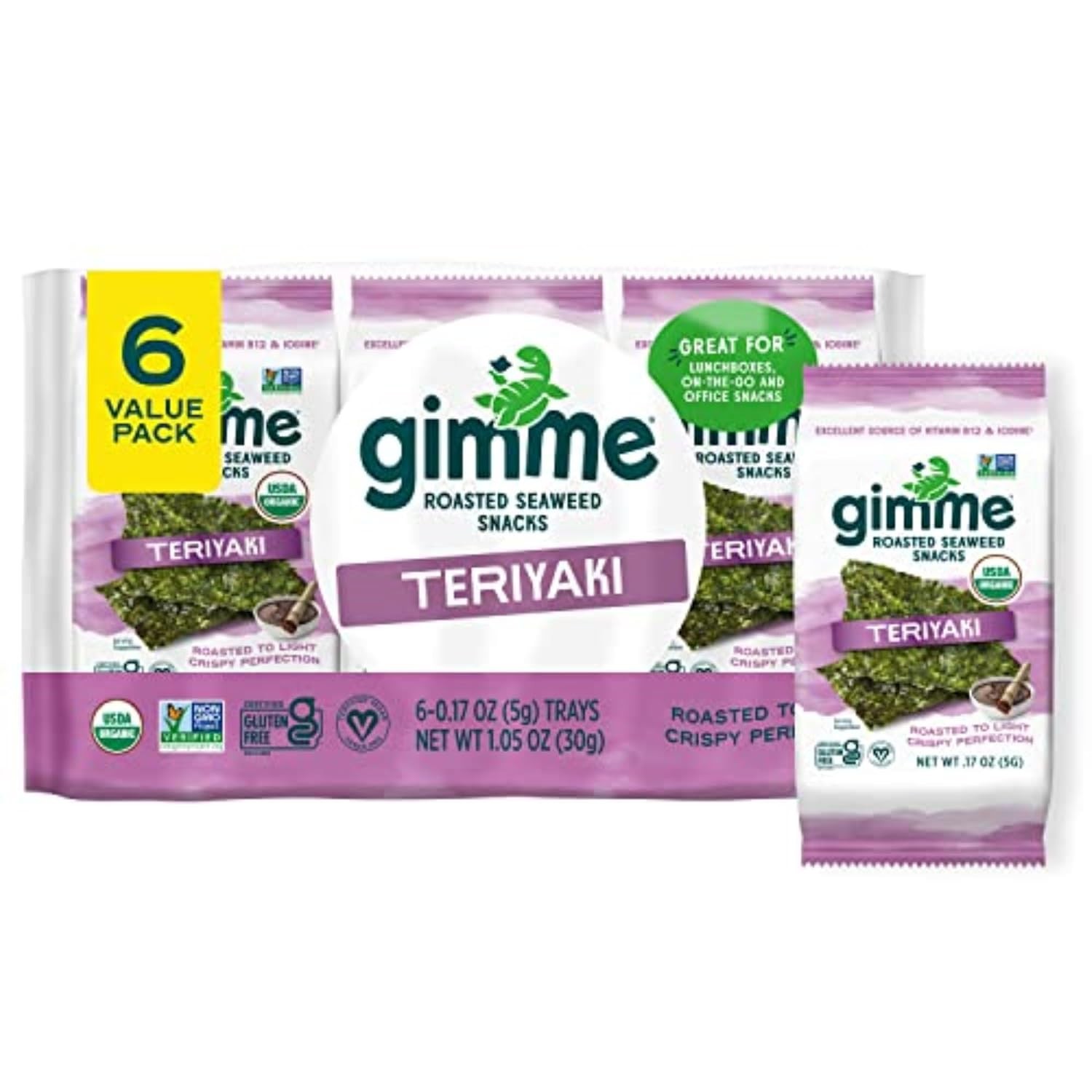GimMe Seaweed Snack Roasted Teriyaki Organic, 1.05 Ounce