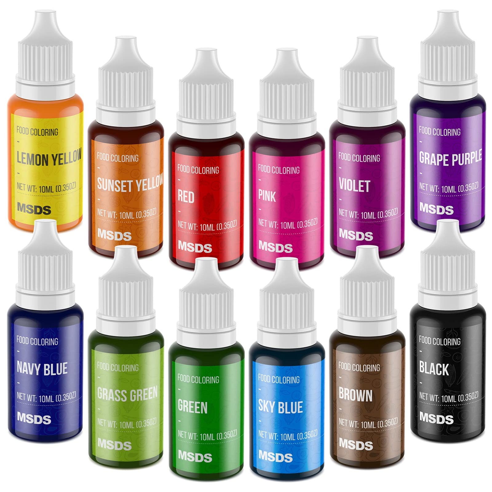 0.35 Fl Oz (Pack of 12), Lemon Yellow, Sunset Grass Green, Violet, Grape…