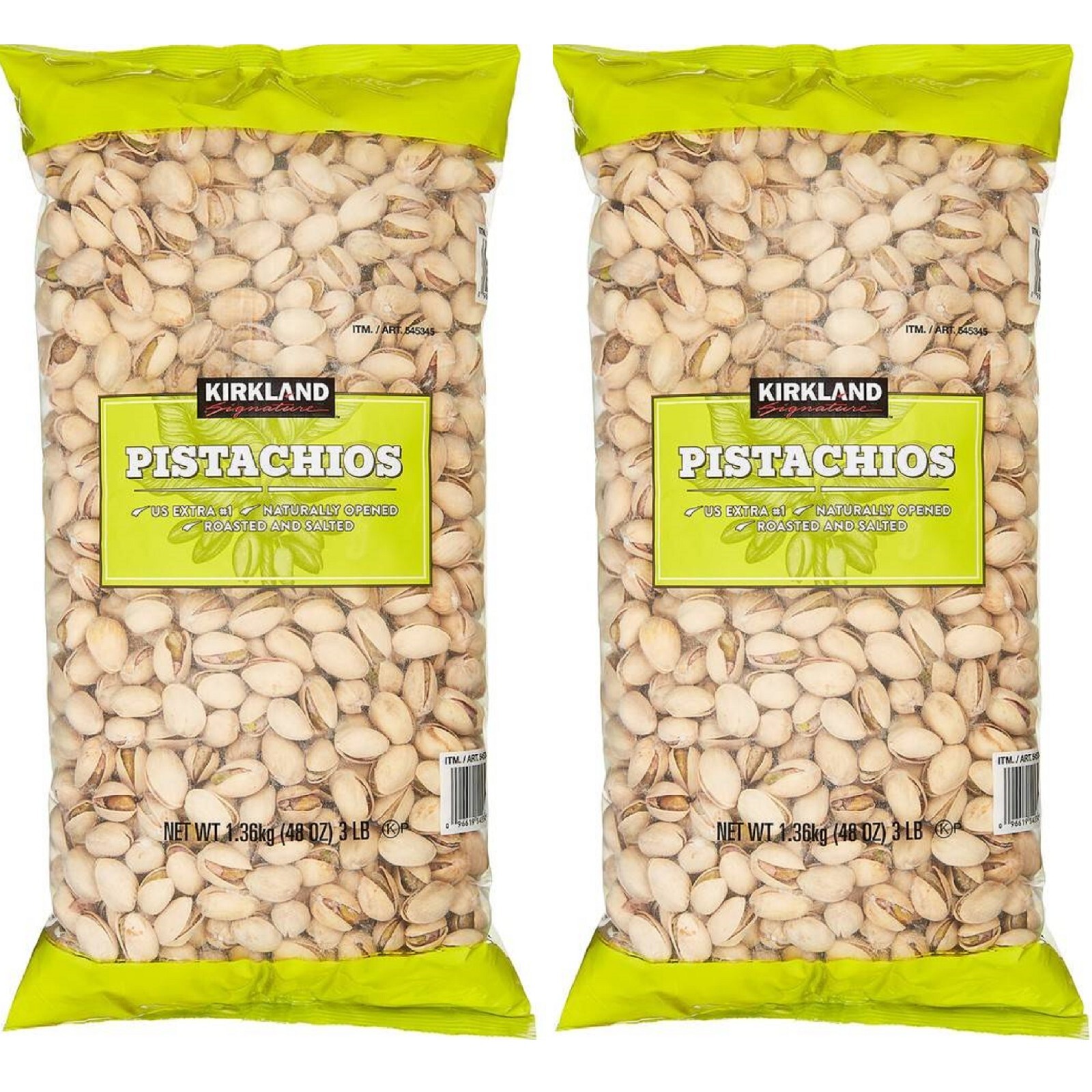 545345, 2Bag/6LB Kirkland, California Dry Roasted & Salted In-Shell Pistachio