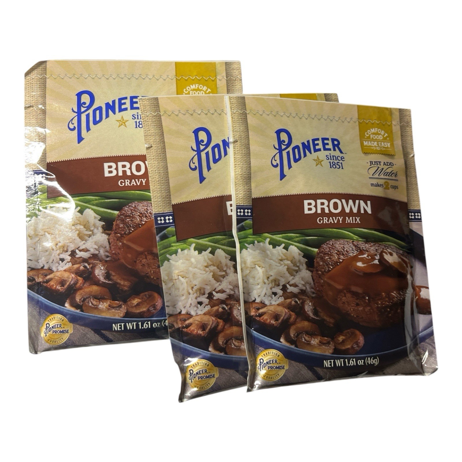 Pioneer Brown Gravy Mix 1.61 oz Packets (3 Pack) Exp 11/04/2027 Easy Homemade Gr