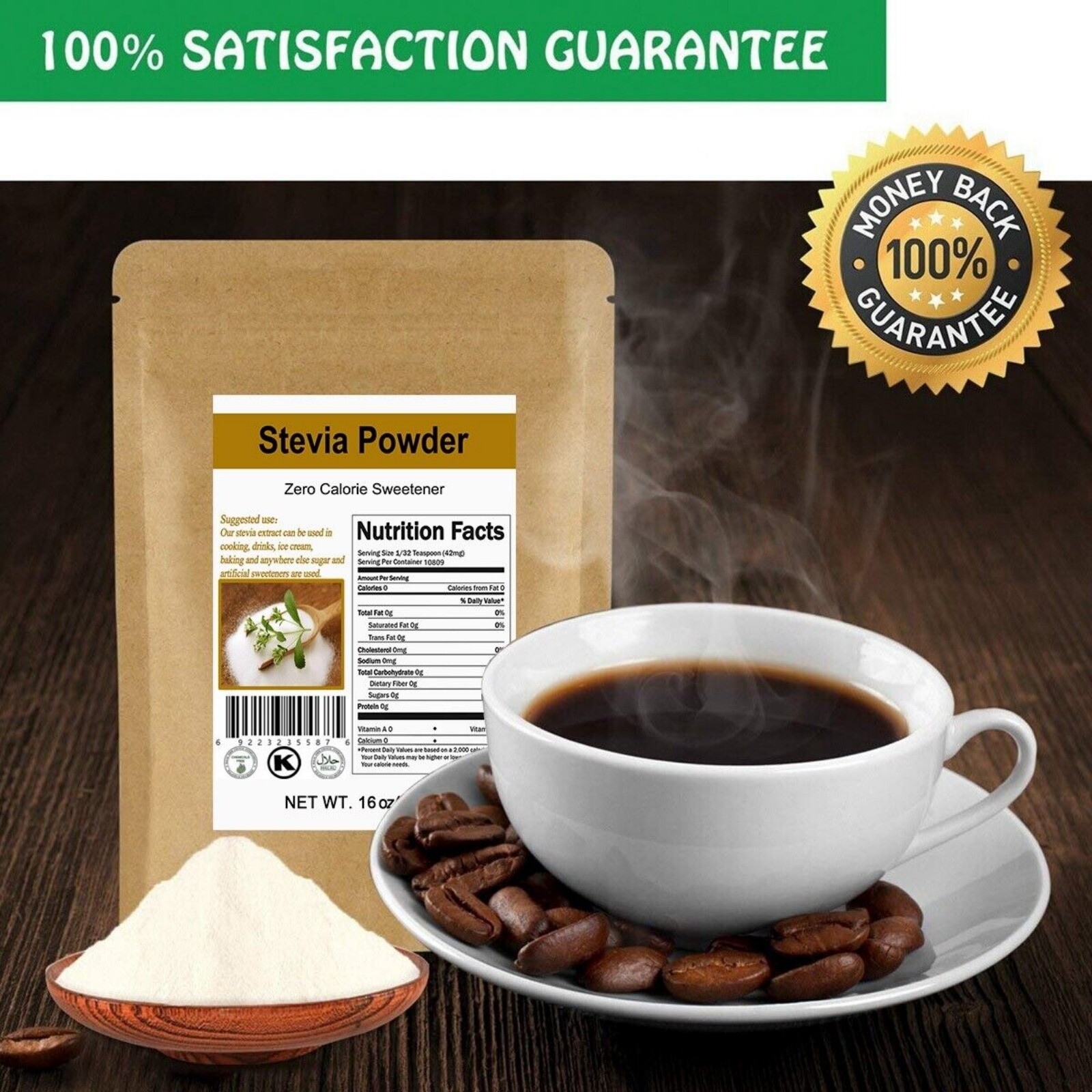 16OZ CCnature Stevia Powder Natural Extract Sweetener Stevia Leaf Sweetener 0Cal