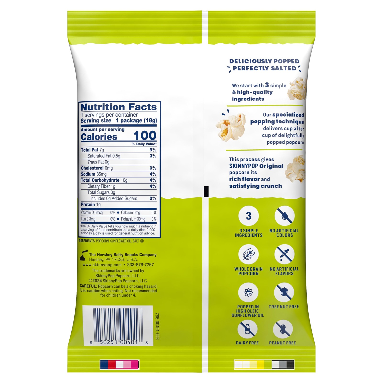 SkinnyPop Popcorn, Original, Whole Grain, Dairy-Free 0.65 Ounce (Pack of 30)