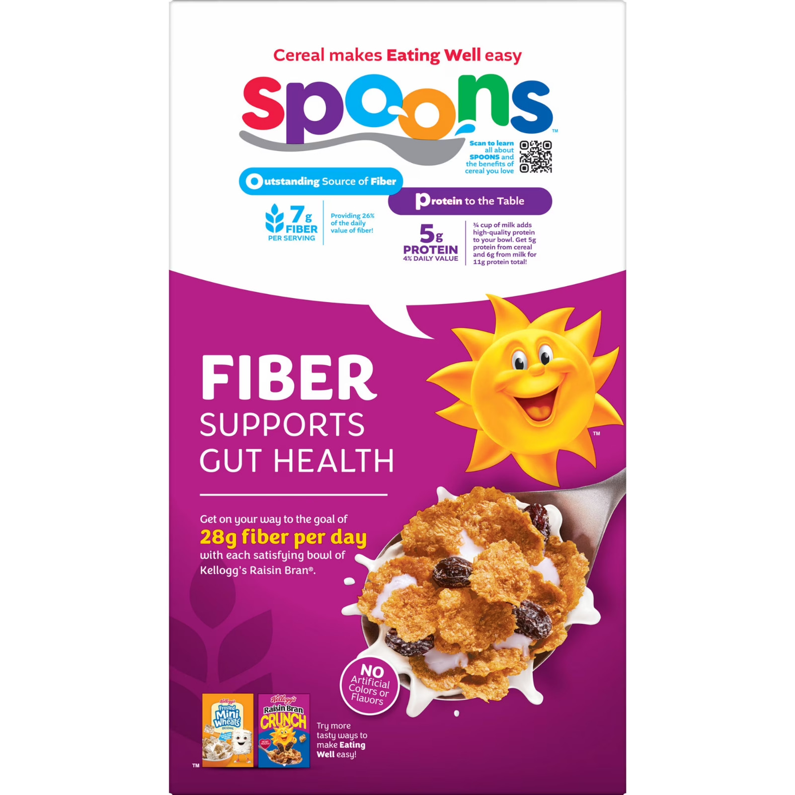 Kellogg’s Raisin Bran Breakfast Cereal, High Fiber, 28g Whole Grain, Mega Size