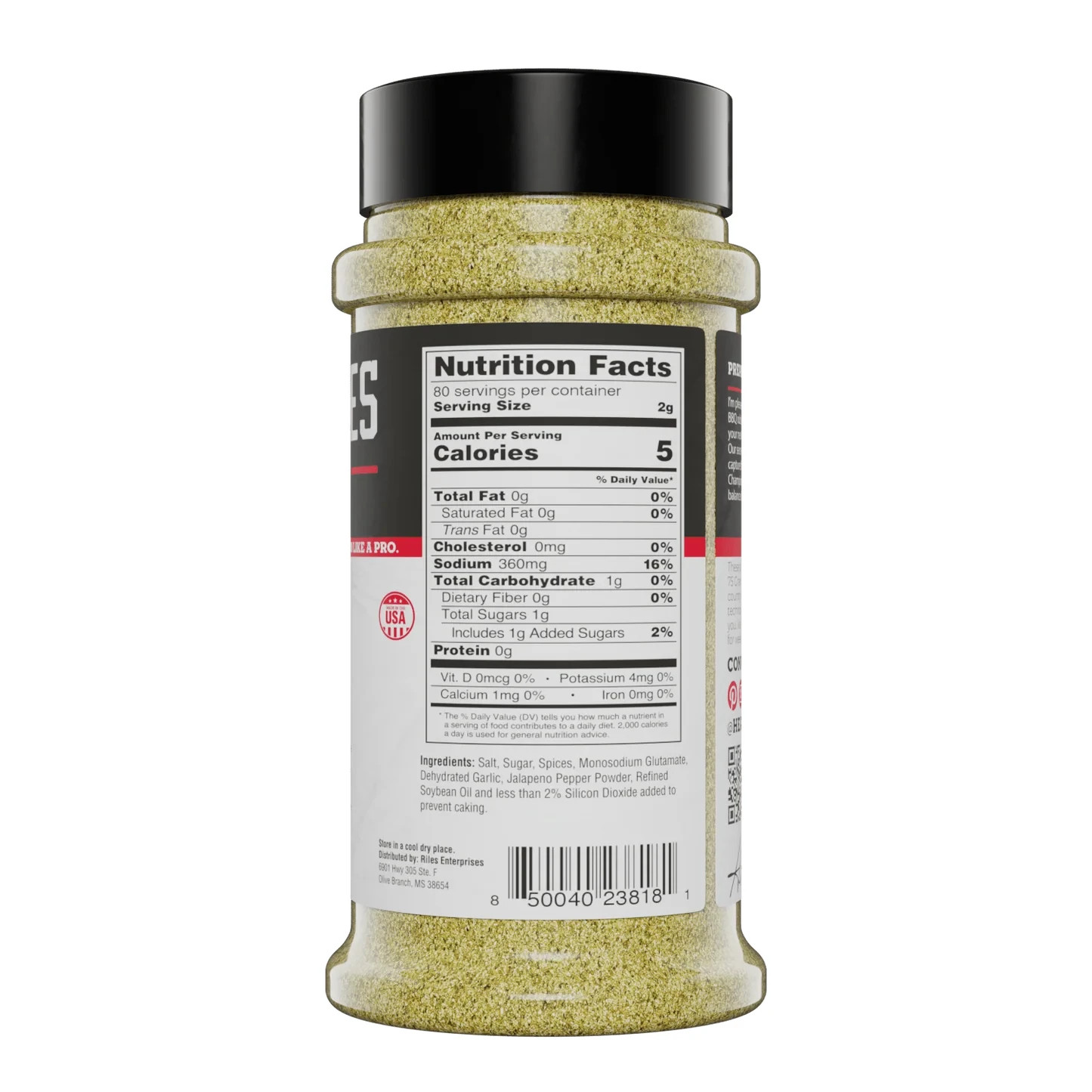 Heath Riles Garlic Jalapeno BBQ Rub 8 oz Seasoning for Smoking Grilling