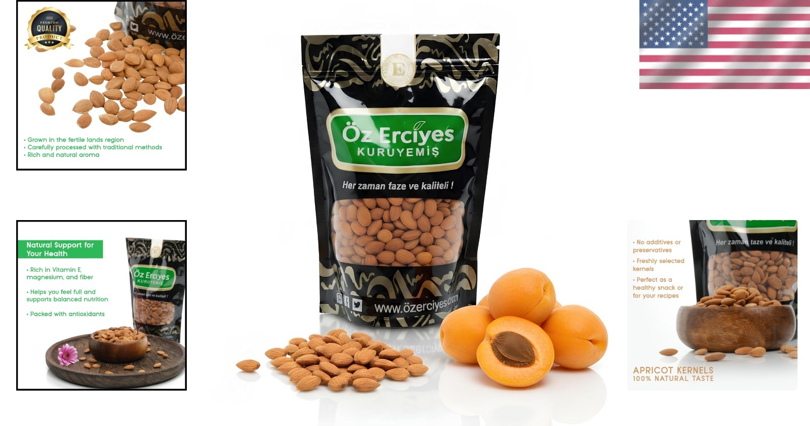 Organic Bitter Raw Apricot Kernels – 8.8 Oz Pouch Packed Fresh and Safe