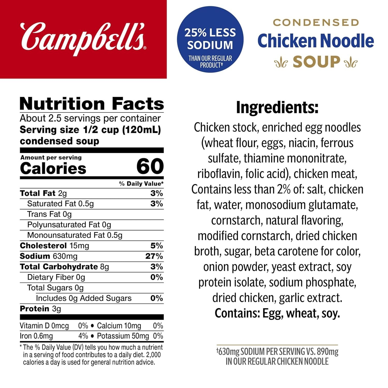Campbell’s 12 Pack: 25% Less Sodium Chicken Noodle Soup – Delicious & Nutritious