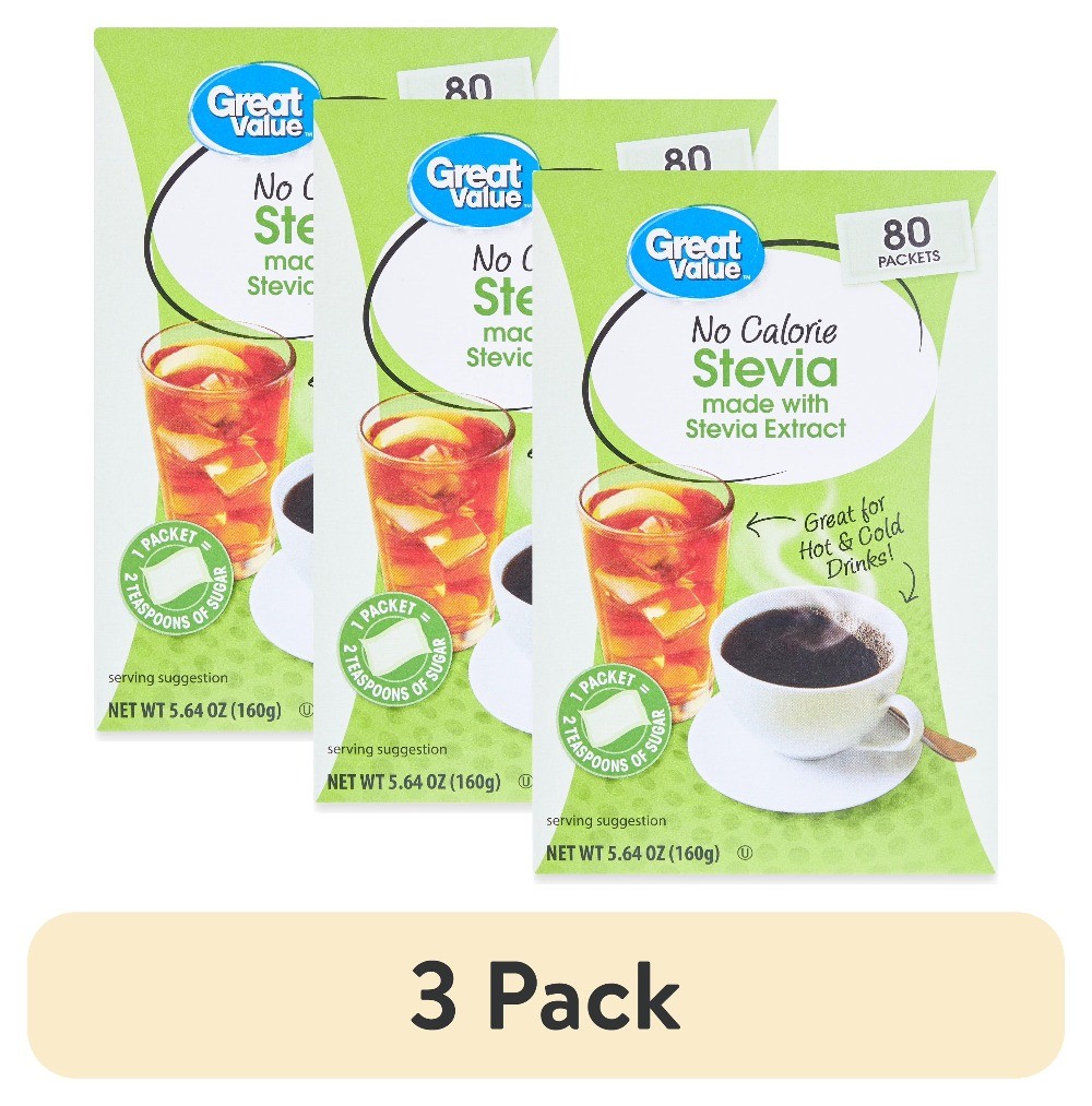 (3 pack) No Calorie Stevia Packets, 80 Count